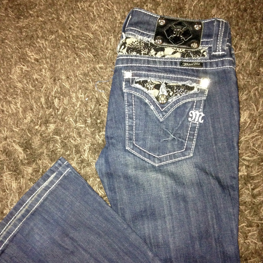 Miss Me Boot Cut, Studded and Lace, Size 28